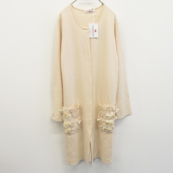 ギャラリービスコンティ GALLERYVISCONTI ニット カーディガン ロング 花モチーフ パール レース 刺繍 x881824拍卖