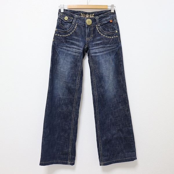 RIOBERAJEANSリオベラジーンズ ヴィンテージ デニム ジーンズ パンツ 金属ボタン ロゴ 刺繍 a916241n拍卖