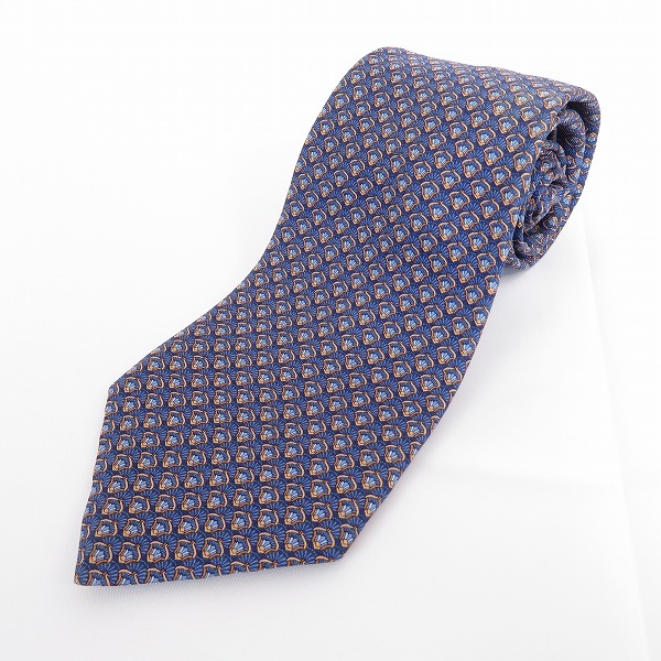 #ae クリスチャンディオール ChristianDior ネクタイ シルク 絹 青系 オレンジ系 総柄 フランス製 メンズ 945937 k01拍卖