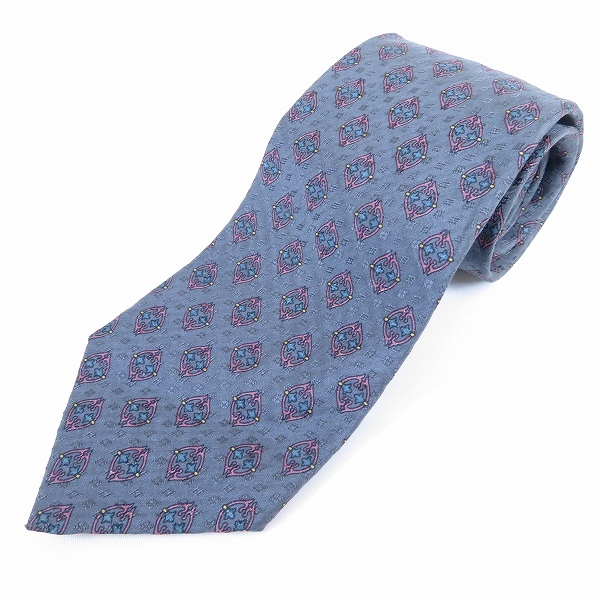 #ae クリスチャンディオール ムッシュ Christian Dior MONSIEUR ネクタイ シルク 絹 グレー ピンク 総柄 メンズ 945940 k01拍卖