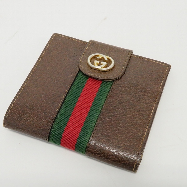 オールドグッチ GUCCI ヴィンテージ 二つ折り 財布 ウォレット シェリーラインレザー z918592拍卖