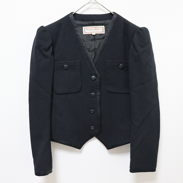 イヴ・サンローラン YVES SAINT LAURENT ヴィンテージ ジャケット ノーカラー ブラック系 a943232n拍卖