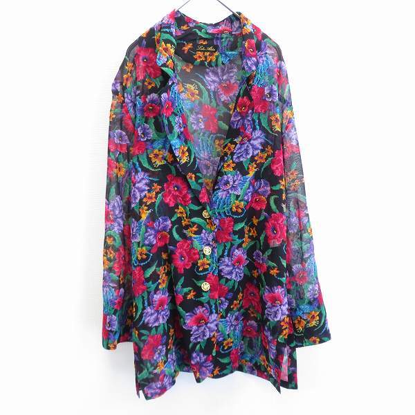 Lake Alster レイクアルスター シャツ ブラウス ジャケット 花柄 総柄 金釦 デザインボタン a914380拍卖