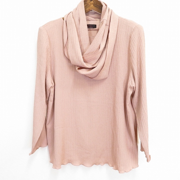 #a 詩仙堂 ヒトシタムラ カットソー ピンク系 スヌード付き ちりめん 縮緬 無地 和風 和装 日本製 942907 k01拍卖