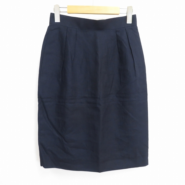 #a クリスチャンディオール Christian Dior タイト スカート L 紺 ネイビー 麻 リネン タイトスカート レディース 924626 k01拍卖