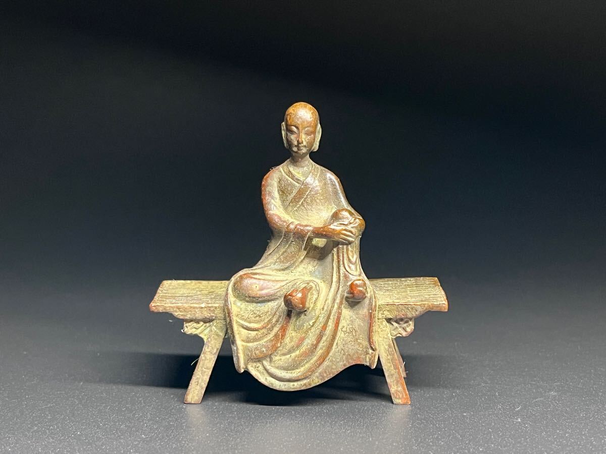 中国古美術 仏教美術 小坊主 置物 お守り 縁起物 金属工芸 アンティーク拍卖