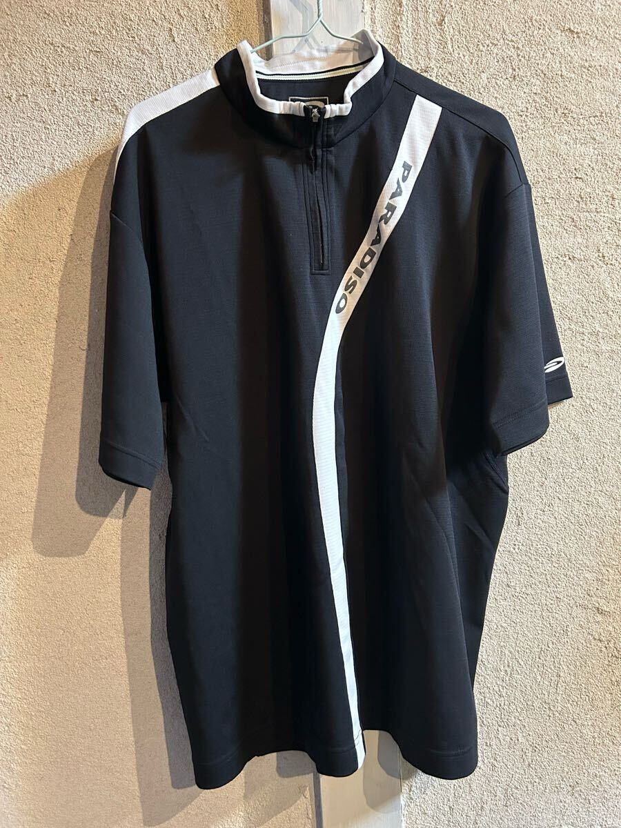 お勧め・PARADISO メンズ LL 速乾 ロゴ プリント ハーフジップ ゴルフシャツ トップス / パラディーゾ ブリヂストン GOLF拍卖