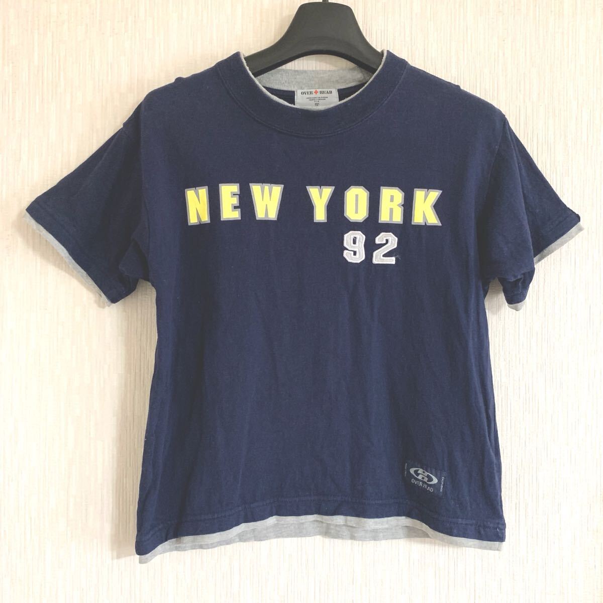 NEWYORKロゴコットン半袖Tシャツ ネイビー 紺色 子供服 キッズ150 アメカジ拍卖
