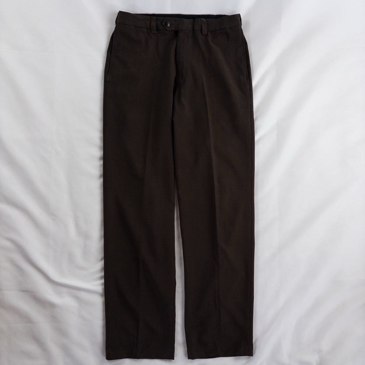 US Vintage 00s haggar ポリエステル ノータック カスリ シャドーチェック 格子 ブラウン 茶色 レトロ デザインスラックス トラウザーズ拍卖