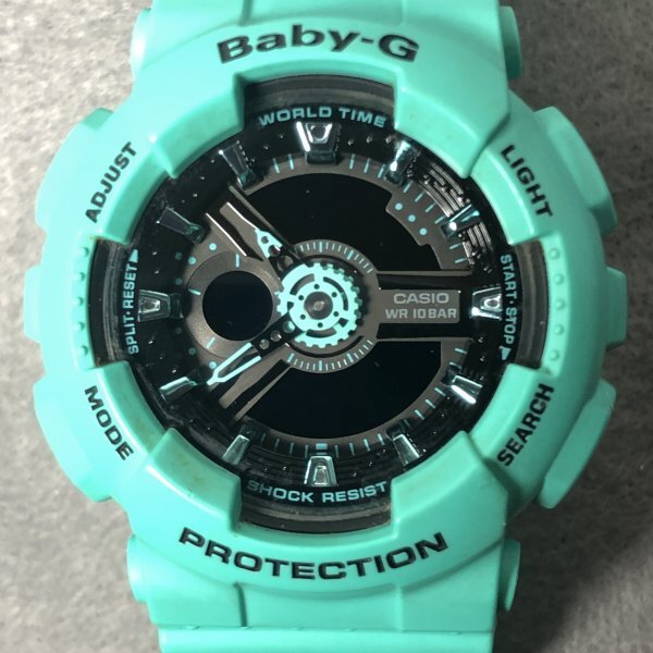 ▽▼ CASIO カシオ Baby-G ベビーG ベイビージー 5338 BA-111 グリーン 緑 アナログ デジタル アナデジ 腕時計 ジャンク拍卖