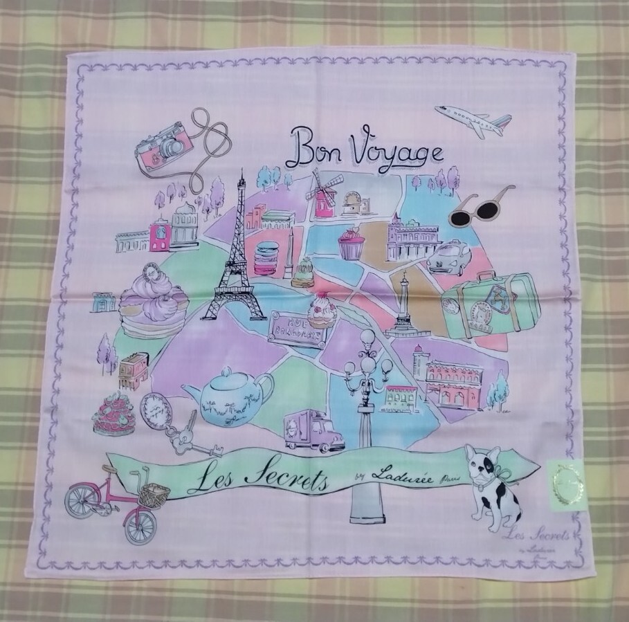 ♪スクレ by ラデュレ♪パリの風景♪フレンチブルドッグ♪ハンカチ♪未使用拍卖
