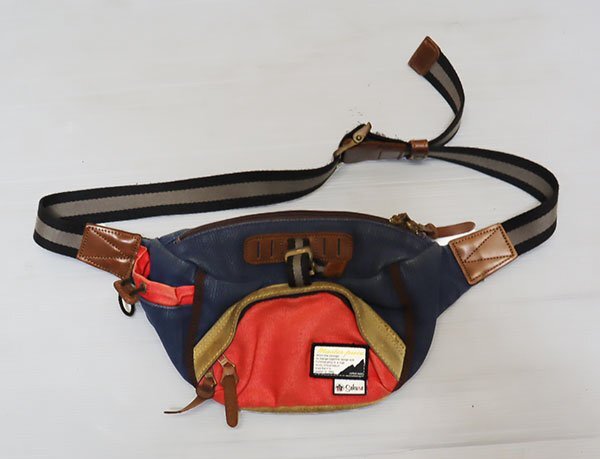 BA35マスターピースMASTER-PIECE古着ウエストバッグ切り替えスエードレザーxキャンバス日本製ボディバッグ/マルチカラー/アウトドア拍卖
