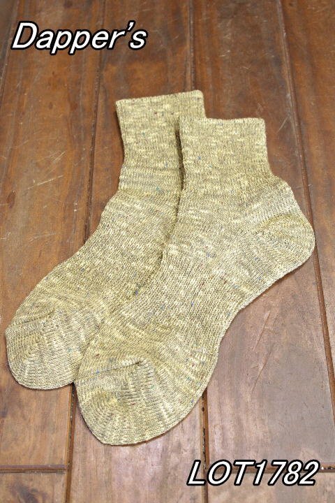 新品 ダッパーズ ミドル丈 ネップスラブソックス イエロー dapper's LOT1782拍卖