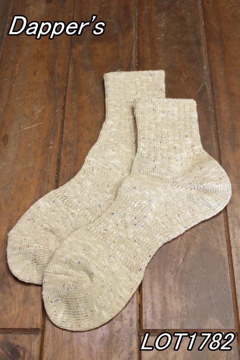新品 ダッパーズ ミドル丈 ネップスラブソックス カスタード dapper's LOT1782拍卖