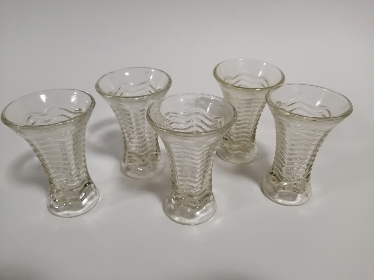 アールデコ リキュールグラス 5個 1950年代 イギリス グラス 型ガラス 酒器 ショットグラス 冷酒グラス 61GL15c2拍卖