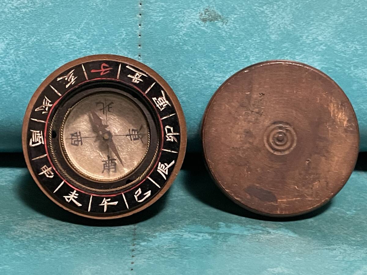 骨董品 アンティーク 明治時代 方位磁針 木製ケース 干支 方位磁石 羅針盤 コンパス 古道具 古物 ヴィンテージ ビンテージ拍卖