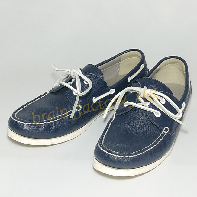 REGAL(リーガル)/型押しレザー デッキシューズ 55TR/size27/ネイビー(未使用に近い)/管QSVP拍卖