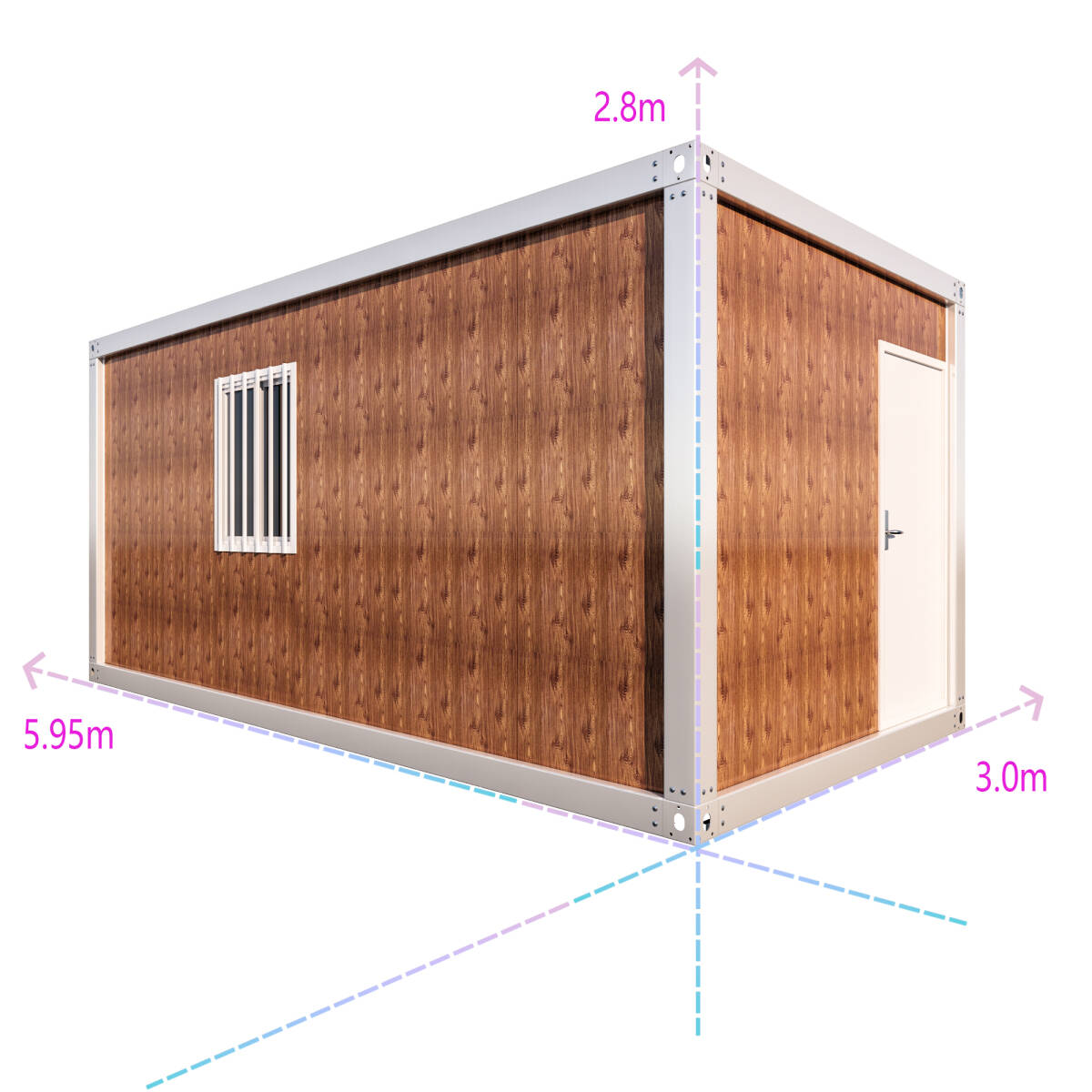 11畳 組立式 ユニットハウス 枠白 ウッド外壁 在庫販売 約18㎡ 幅3m×5.95m プレハブ 仮設 現場休憩室 臨時事務所 ドア1つ 窓2つ付き拍卖