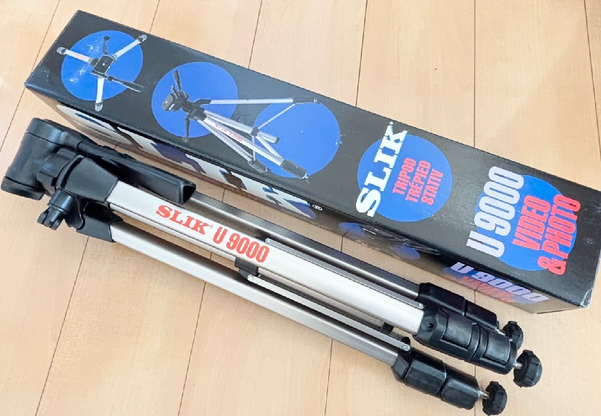 ■ 定価14800円! SLIK U9000 全長150cm 水平ラベラー付 三脚 カメラ ビデオ OK b ★拍卖