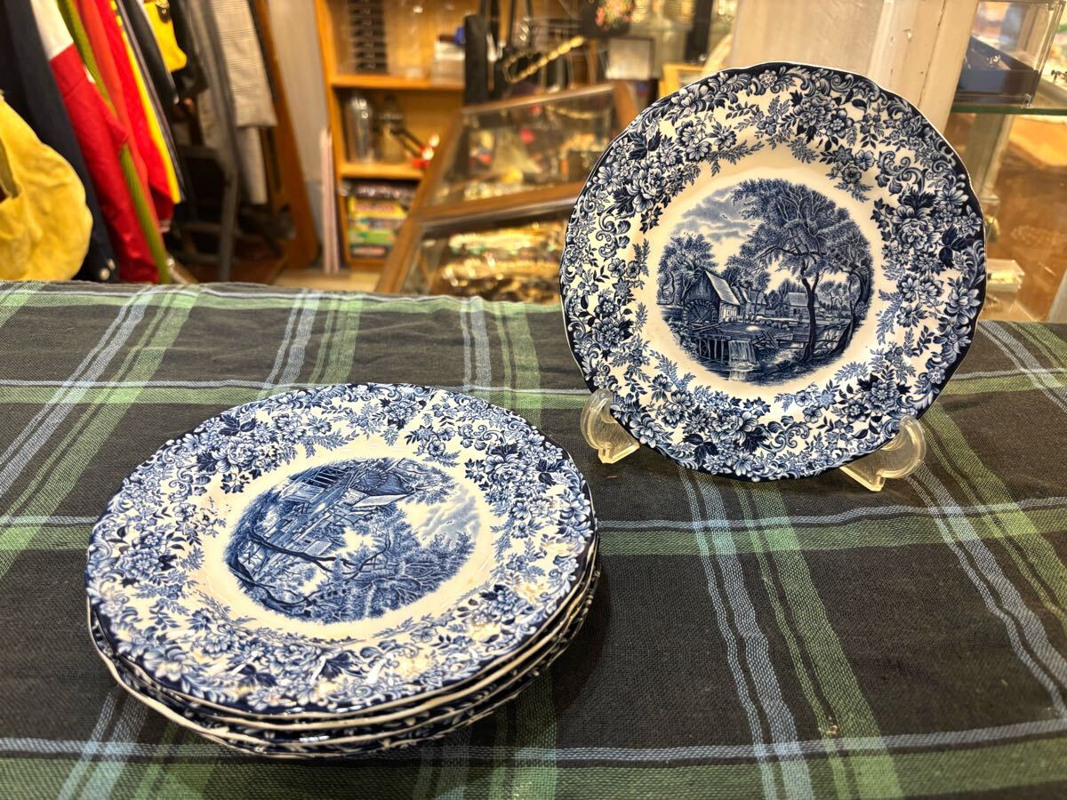 y140★Johnson Brothers ジョンソンブラザーズ mil stream ブルー プレート6枚まとめて イギリス製 英国 おしゃれ 食器拍卖