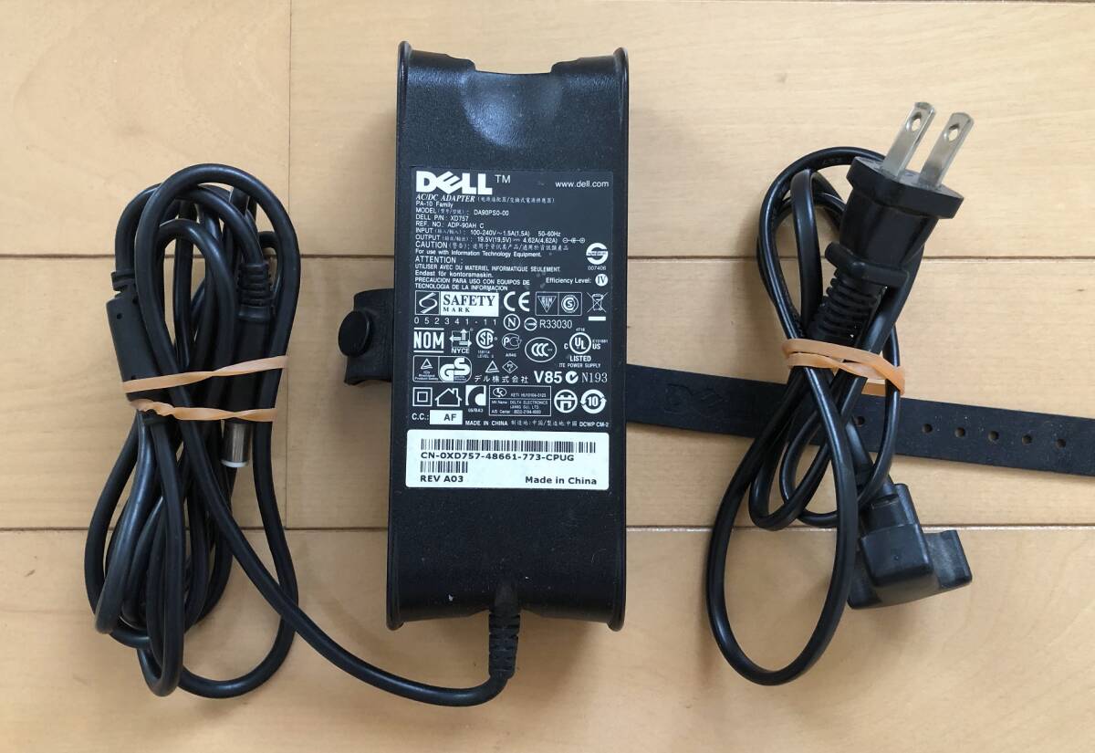 【中古】DELL 純正 DA90PS0-00 ノートPC用ACアダプター 19.5V 4.62A 外径7.4mm センターピン 白ピンタイプ デル 拍卖