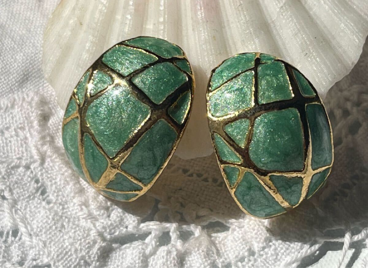 ヴィンテージ ** マーブルエナメルの美しいイヤリング vintage earrings USA拍卖