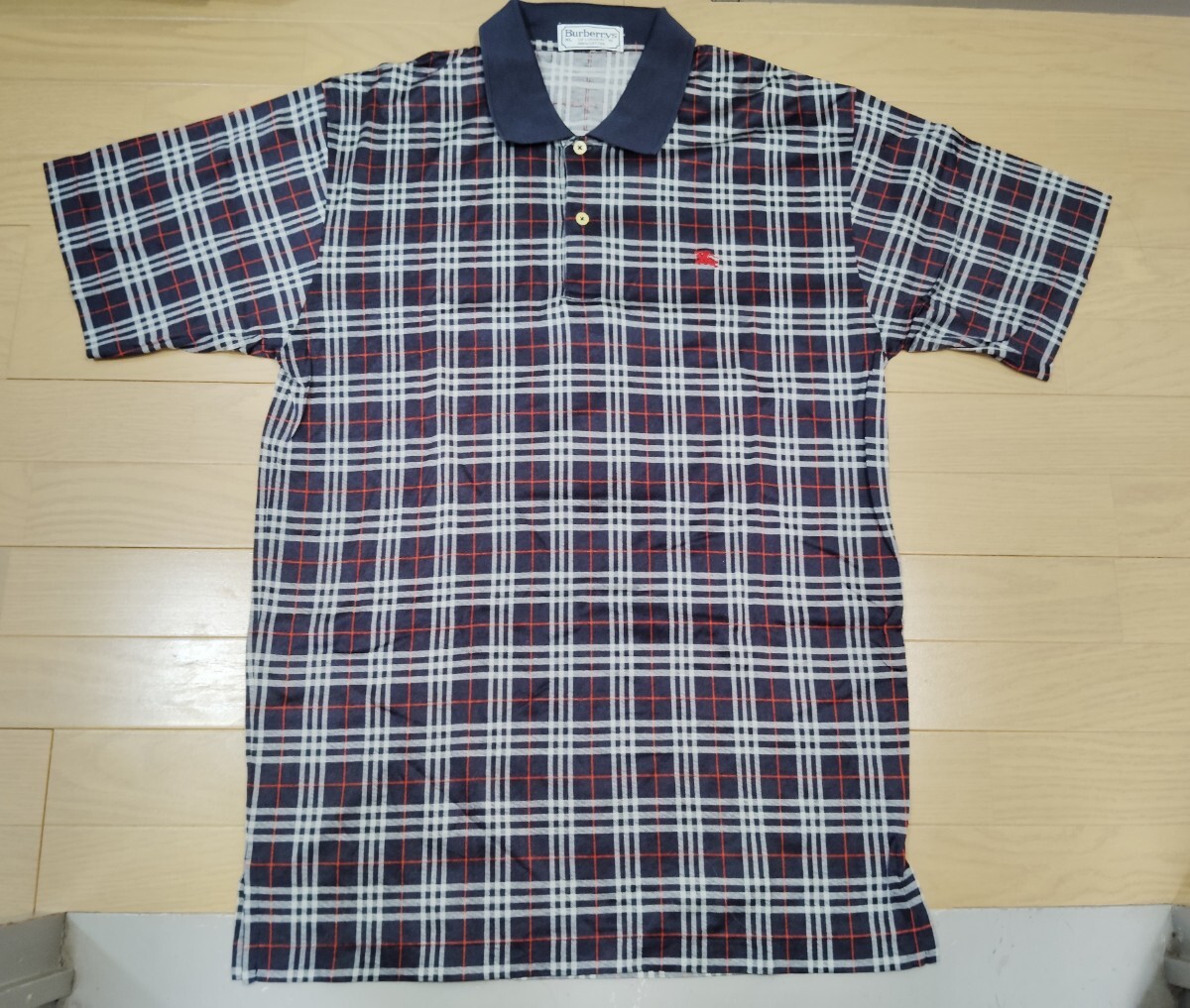 《BURBERRYsバーバリズ(OF LONDON)》総柄チェックポロシャツ◆XLサイズ拍卖