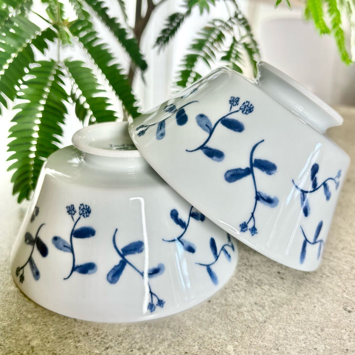 波佐見焼 indigo aika 持易碗 2点セット ブーケ 花柄 北欧 日本製 和食器 飯椀 スープボウル 茶碗 オシャレ拍卖