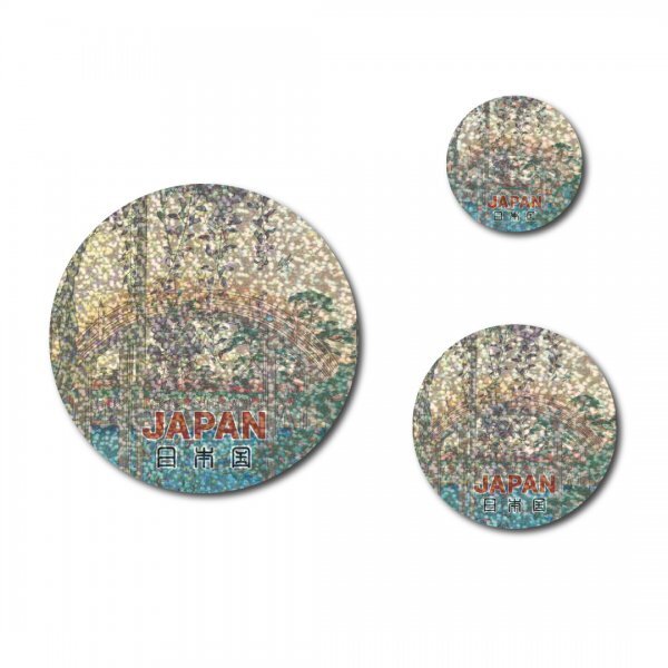 日本製 浮世絵 ステッカー 3点セット 丸型 新品 橋 ホログラム グロス 日本の美しさ お土産 プレゼント おしゃれ キラキラ 派手 和柄拍卖