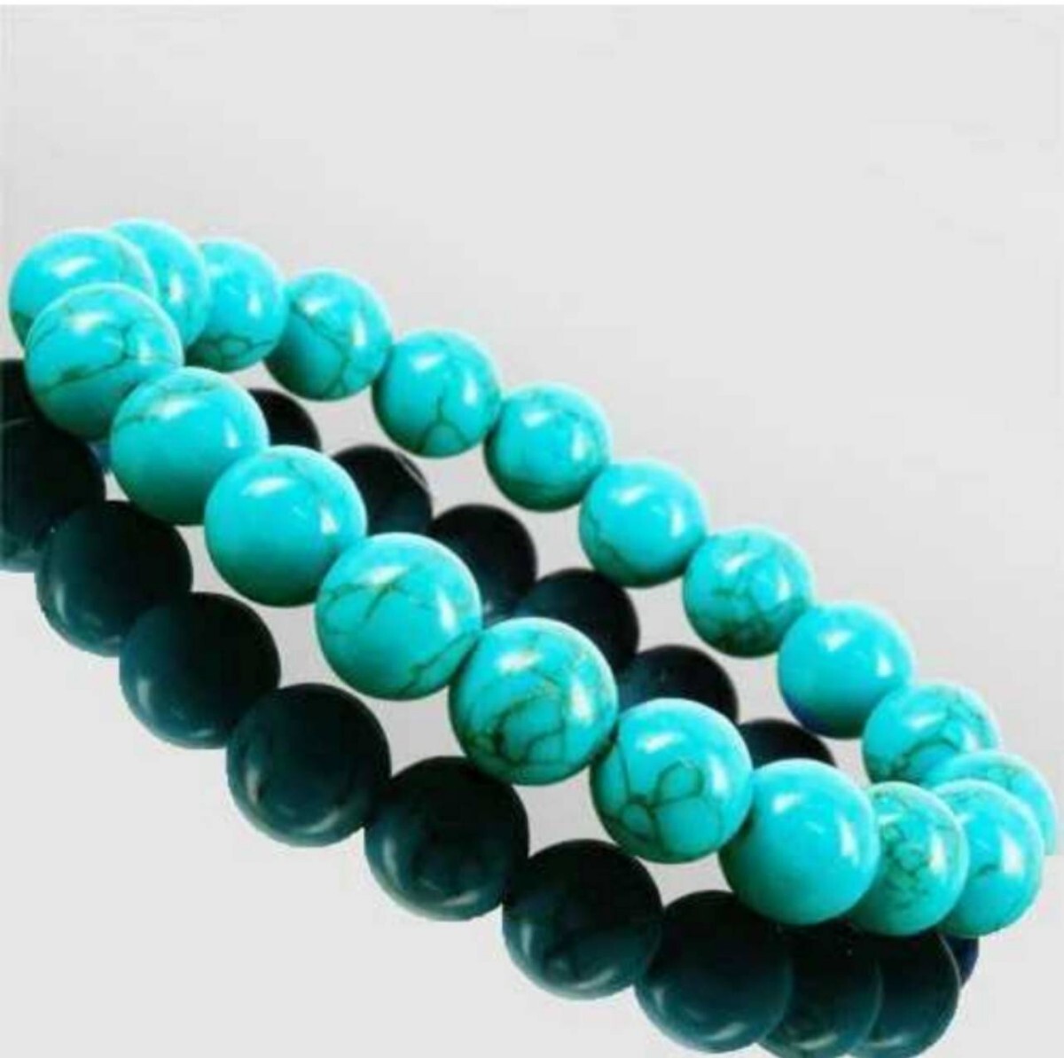 【⑨】天然石 ターコイズ エメラルド色ブレスレット 6mm拍卖