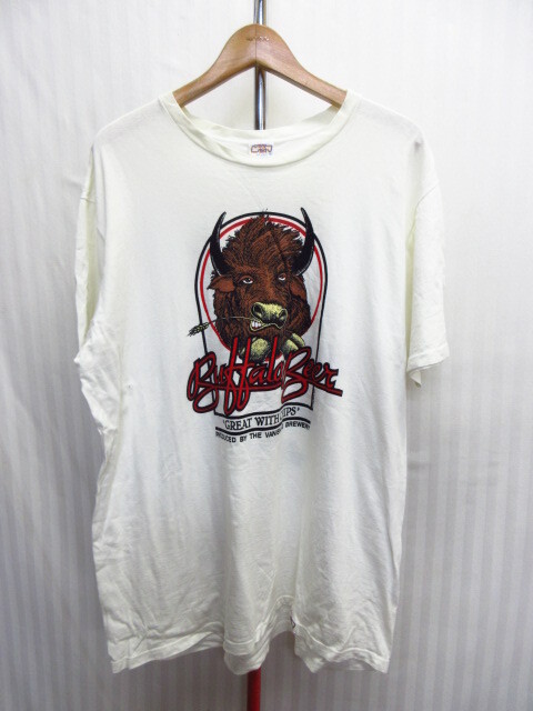 USA製 90sヴィンテージ Crazy Shirts Hawaii Buffalo Beer Tシャツ メンズXL LL 白Tシャツ ビールTシャツ ハワイTシャツ 05094拍卖