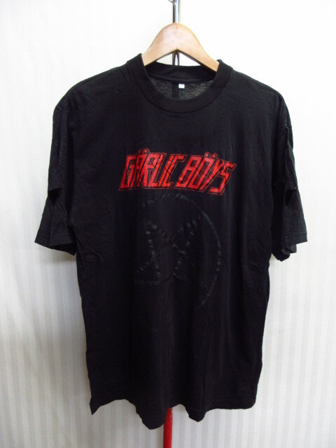 ガーリックボーイズ ダメージTシャツ 90sヴィンテージ メンズM 黒 半袖カットソー ボロ ティーシャツ バンドTシャツ バンT ロック05223拍卖