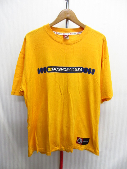 USA製 DC SHOE ディーシー 90sヴィンテージ Tシャツ メンズXL LL イエローシャツ ロゴTシャツ サーフシャツ スケボーTシャツ 05232拍卖