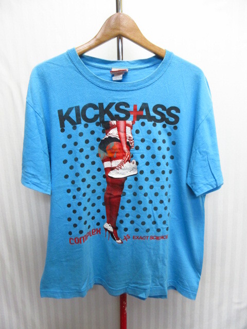 USA製 EXACT-SCIENCE Tシャツ メンズUS L XLサイズ アメリカ製 青 ブルーシャツ 女性柄Tシャツ 人物柄Tシャツ 半袖カットソー 05273拍卖