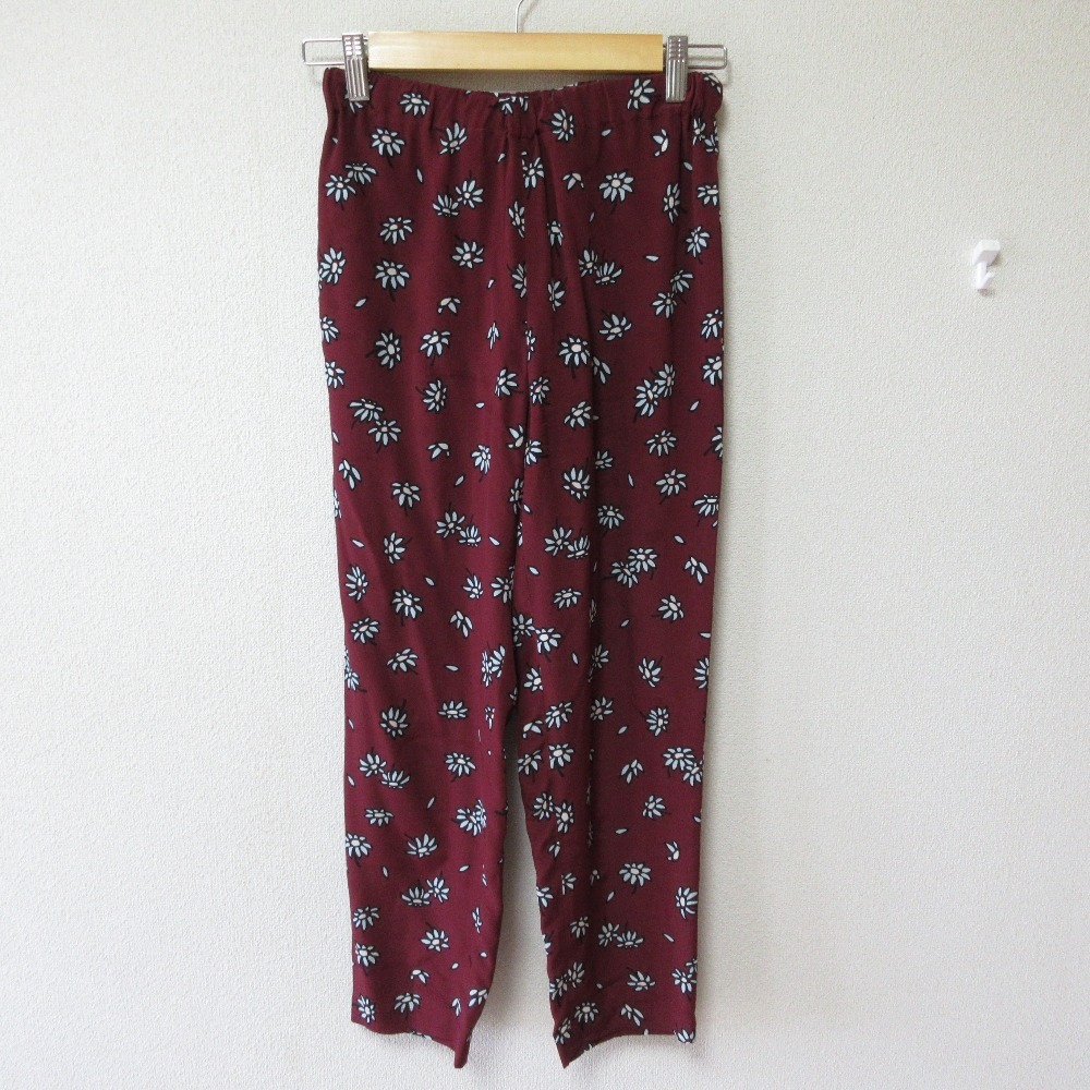 美品 MARNI マルニ FRANK NAVIN 総柄 イージーテーパードパンツ 36 ボルドー拍卖