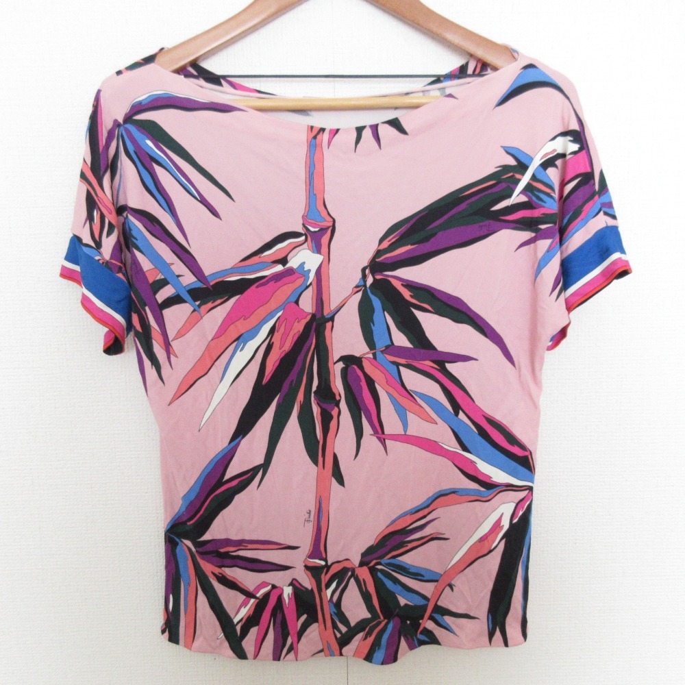 美品 EMILIO PUCCI エミリオプッチ バンブープリント ショートスリーブ カットソー サイズ34 ピンク拍卖