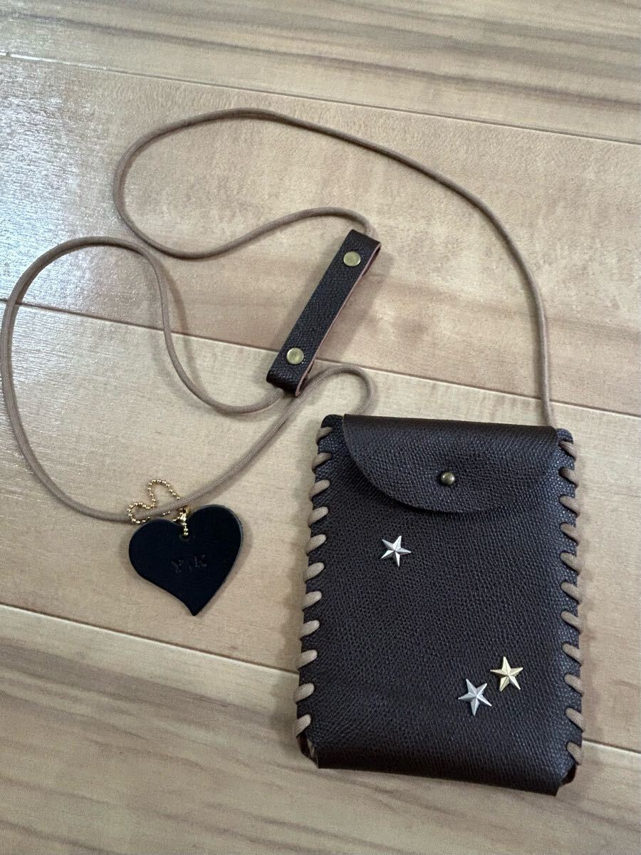 Comodo 本革 レザー ウォレット スマホポーチ ショルダーバッグ ブラウン拍卖