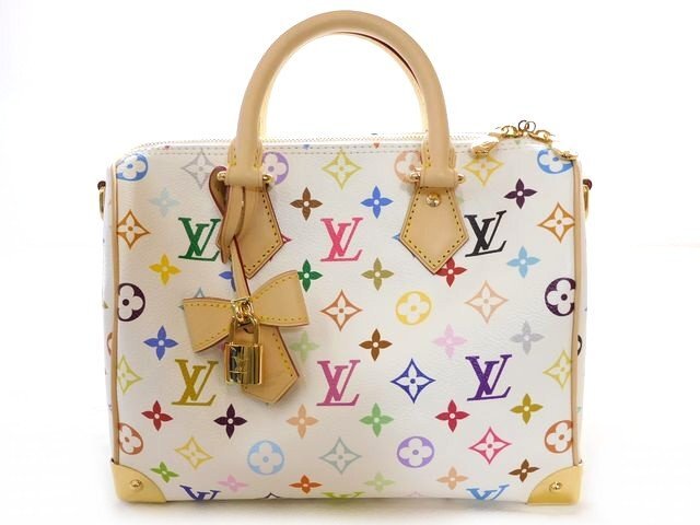 ヴィトン M13085 ■ LV × TM スピーディ バンドリエール 25 モノグラム マルチカラー ホワイト 2WAYバッグ 村上隆 Louis Vuitton □7E拍卖