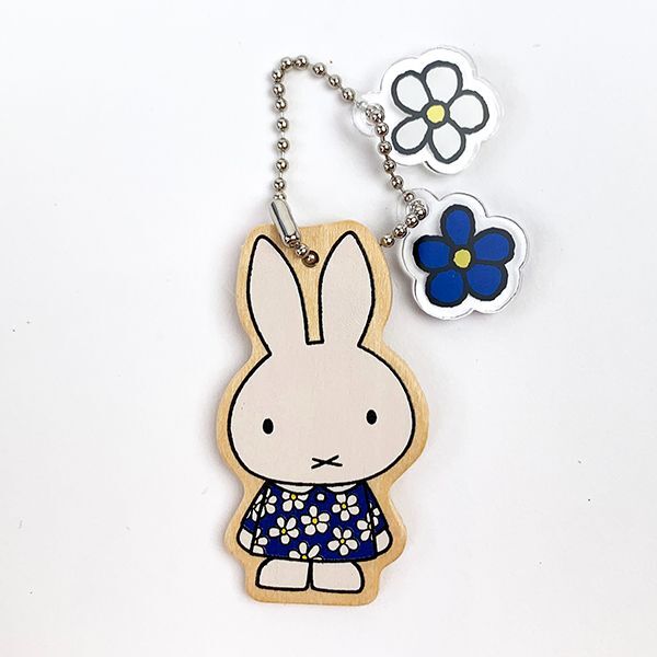 ミッフィー アクリル&ウッドチャーム お花 青 キーホルダー チャーム 日本製拍卖
