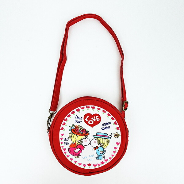 水森亜土 LOVE ラウンドポシェット レッド ショルダーバッグ拍卖