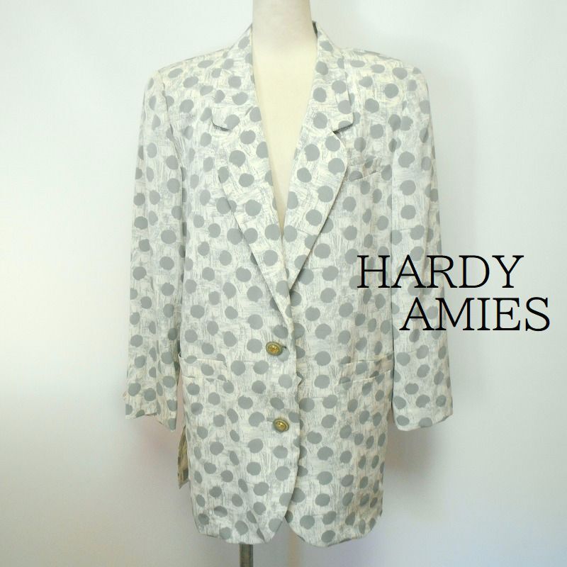 741165 HARDY AMIES ハーディエイミス ドット柄 ロングジャケット 11拍卖