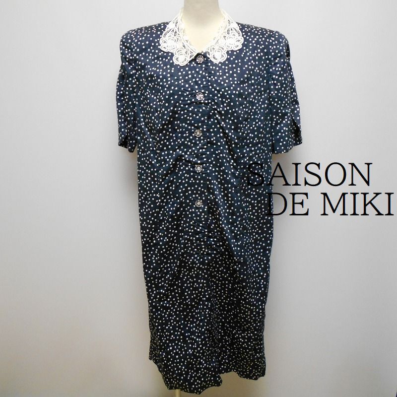 949781 SAISON DE MIKI セゾンドミキ ドット柄 半袖 ワンピース 42拍卖