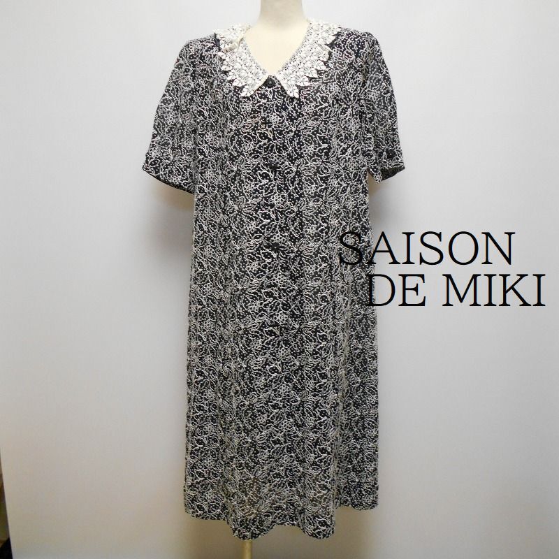 949780 SAISON DE MIKI セゾンドミキ ドット×刺繍柄 半袖 ワンピース 42拍卖