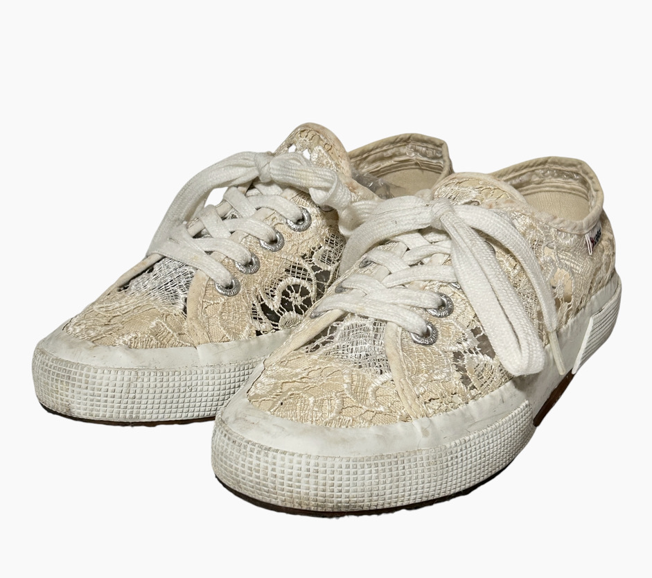 ▽SUPERGA スペルガ シースルー レーススニーカー サイズ36 約23cm 白 ホワイト拍卖
