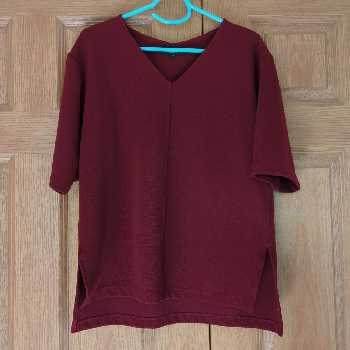 新品未使用 コムサイズム 9号 えんじ色 半袖 シンプル カットソー M サイズ L サイズ拍卖