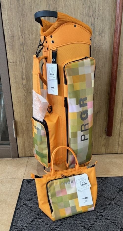 4*2356 店頭展示未使用品!!【PRGR/プロギア】キャディバック 4分割 9型 ラウンドバック オレンジ 店頭引取可(札幌・美しが丘店)拍卖