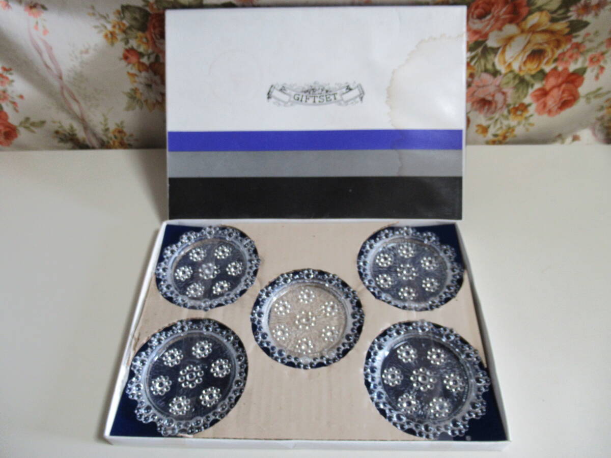 R7 05★アデリアピコット おつまみセット ミニプレート 5個セット/コースター 小皿 豆皿 昭和レトロ 硝子拍卖