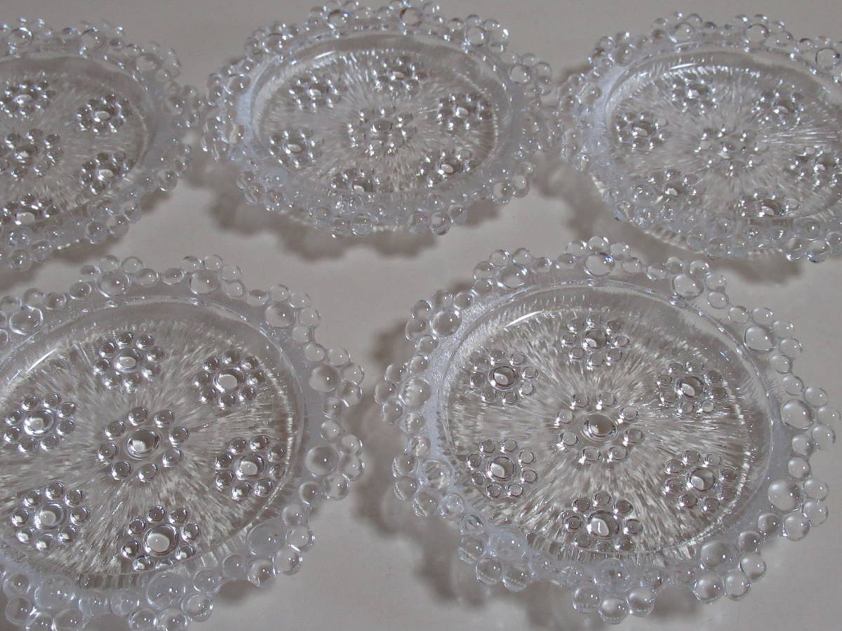 R6 01★アデリアピコット コースター 豆皿 5個セット 昭和レトロ 硝子拍卖