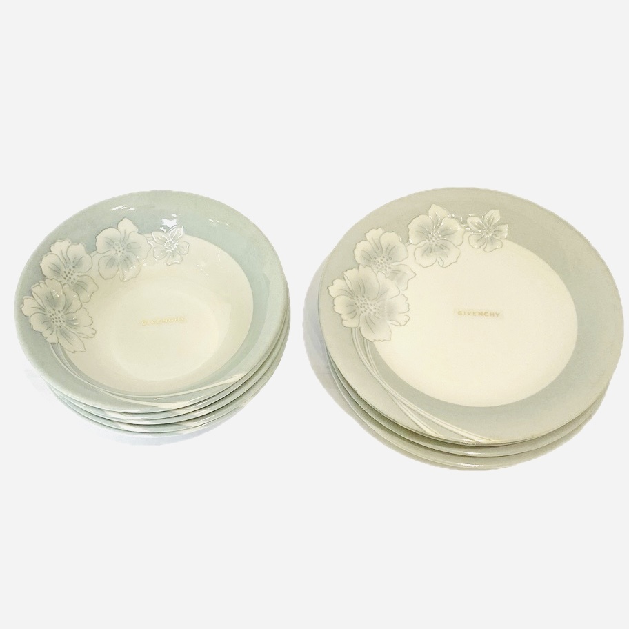 GIVENCHY ジバンシー プレート 5枚 サラダボウル 5枚 10枚セット 皿 食器 花柄 自宅保管品拍卖