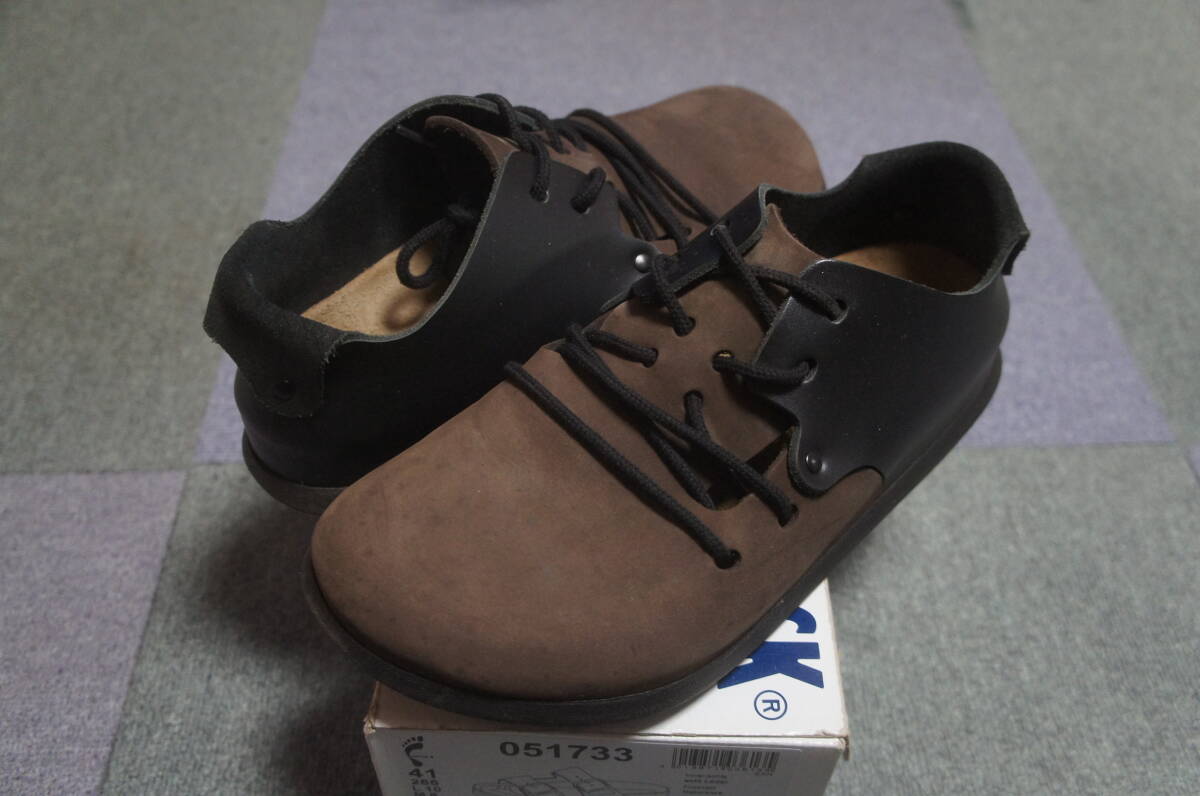 美品 ビルケンシュトック 生産終了カラー モンタナ ヌバックレザー ×ナチュラスレザー モカ×ブラック 拍卖